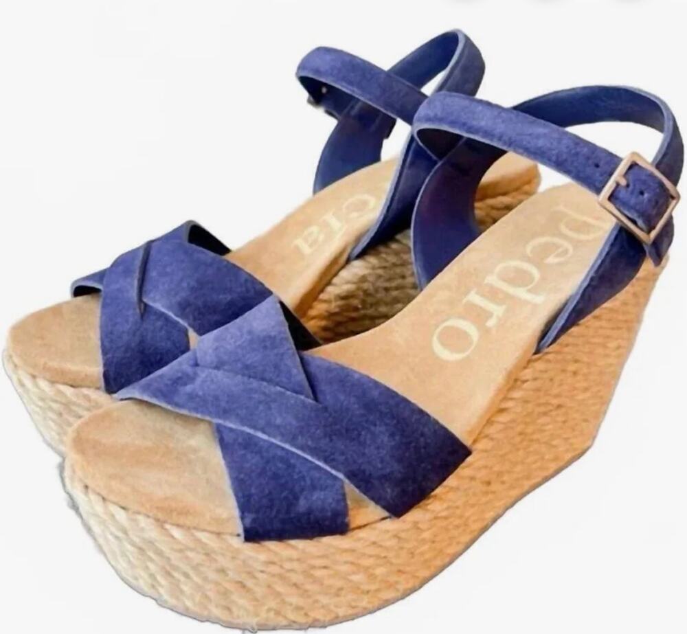 Pedro Garcia Dalys Platform Wedge Shoes in Ink Castora 36.5